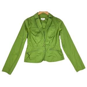 LOFT Lime Green Cropped Tailored Jacket y2k Bratz Layer Office sz 0 Snap